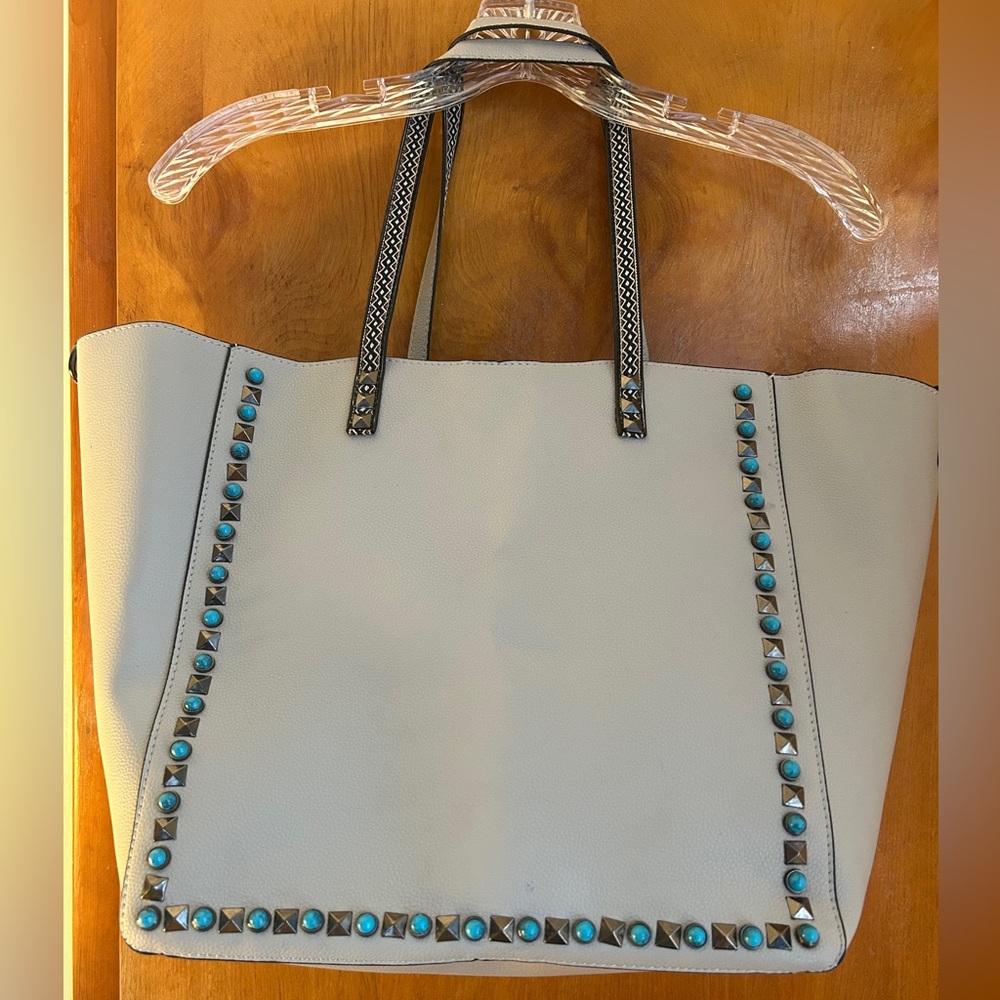 Never used light gray leather tote